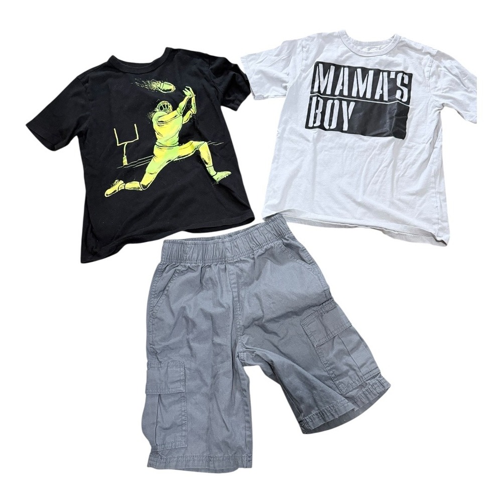 Gorpcore The Children's Place Clothing Lot kids Size 7/8 Gray Black Graphic Tee‎